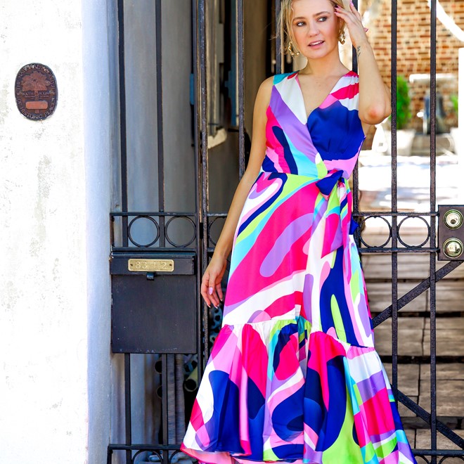 woman in maxi dress