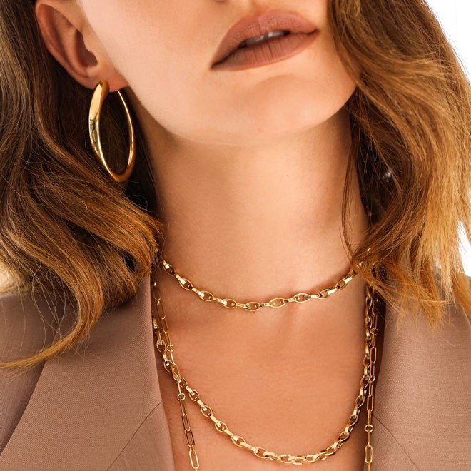 chain necklace around neck